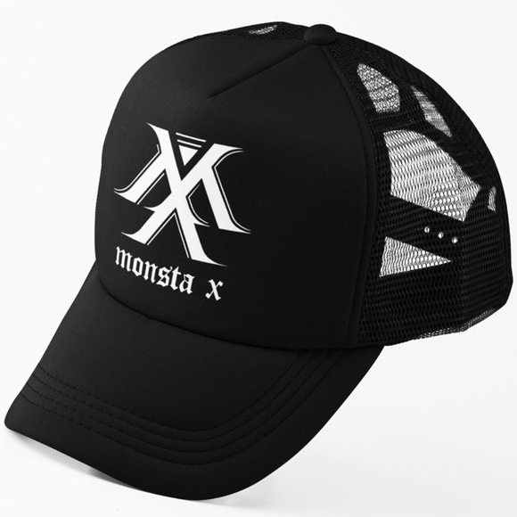 🆕Monsta X Old Logo Fan Foam Trucker Hat Mesh Snapback Cap Black - Picture 1 of 4